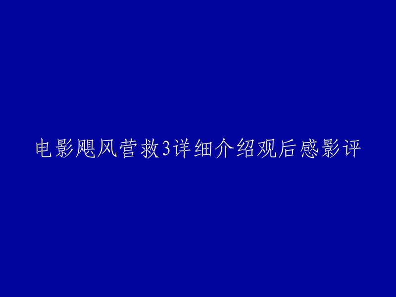 电影《飓风营救3》是一部融合剧情反转、亲情至上、孤胆英雄的动作大戏，已经具备系列电影的资本，慢慢在向《谍影重重》和《007》等系列迈进，估计第四部不会太远。