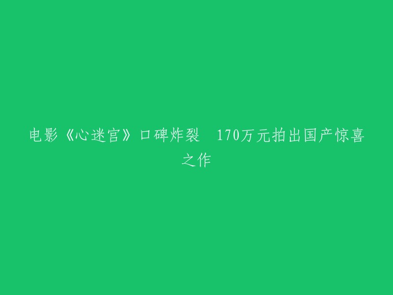 《心迷宫》：国产电影惊喜之作，口碑炸裂，170万元拍出！