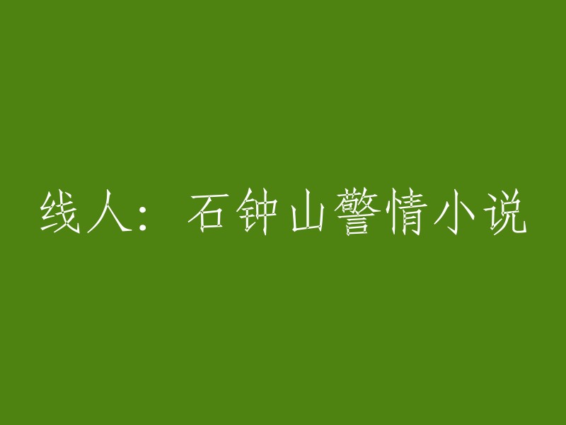 石钟山警探：一部讲述警情的小说