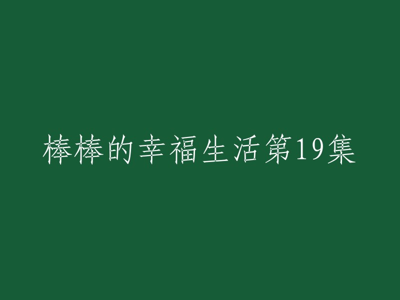 幸福生活系列：第19集——棒棒的美好生活"