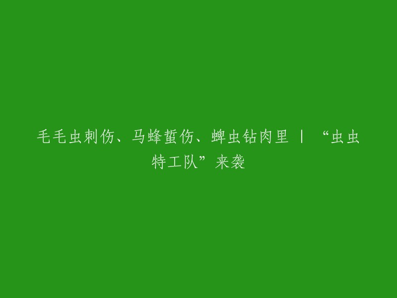 “虫虫特工队”：毛毛虫、马蜂、蜱虫的刺伤与蜇伤