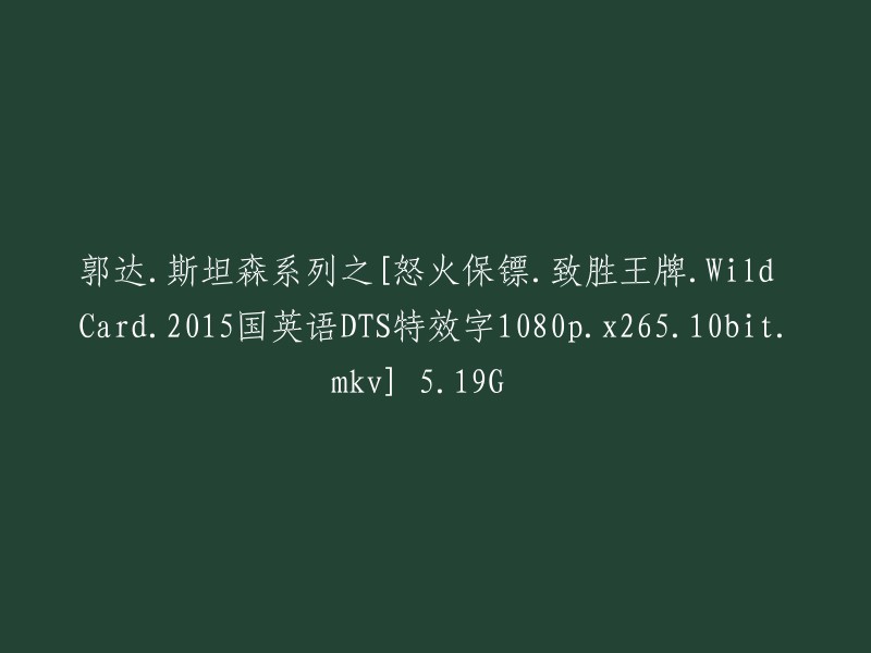 郭达·斯坦森电影系列之《怒火保镖》、《致胜王牌》和《Wild Card》(2015国英语DTS特效版),双音轨1080p高清画质，X265编码，10比特深度，MKV格式，5.19GB大小"