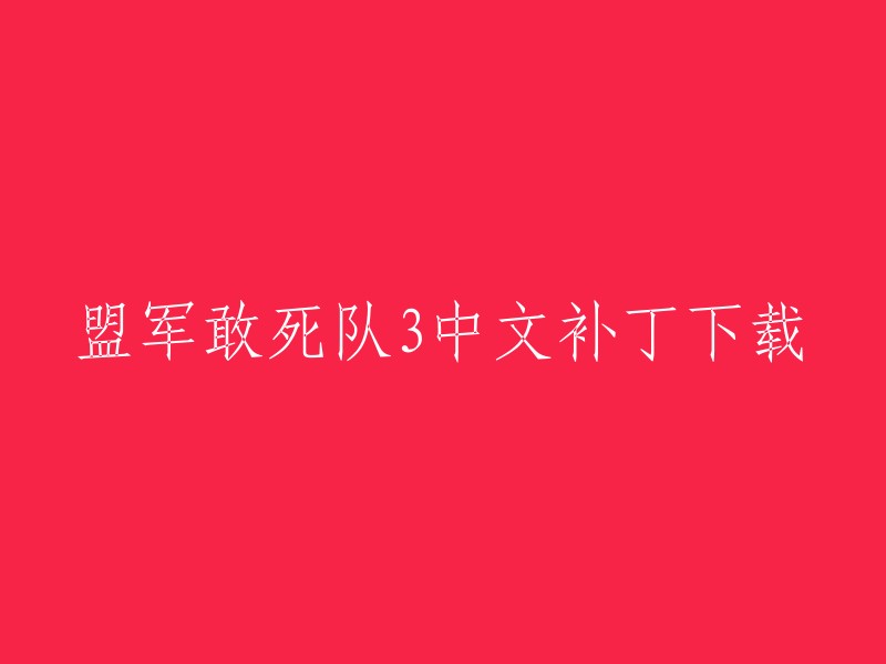 盟军敢死队3中文补丁下载。您可以在这里找到盟军敢死队3目标柏林的简体中文汉化补丁，由“新天地”制作，让《皇帝：龙之崛起(Emperor Rise of the Middle Kingdom)》简体中文化。  除此之外，您还可以在游侠网下载到盟军敢死队3高清重制版中文版。