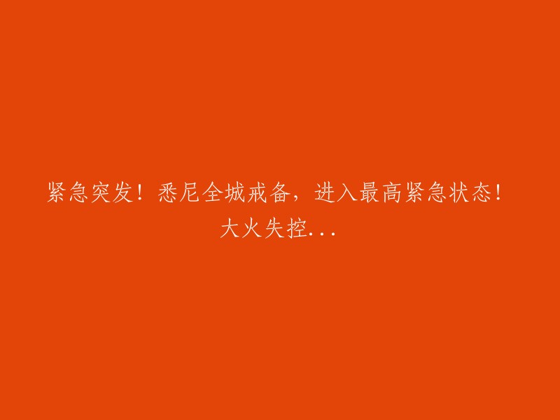 紧急警告！悉尼全面进入戒备状态，最高级别的紧急情况！大火肆虐无法控制...