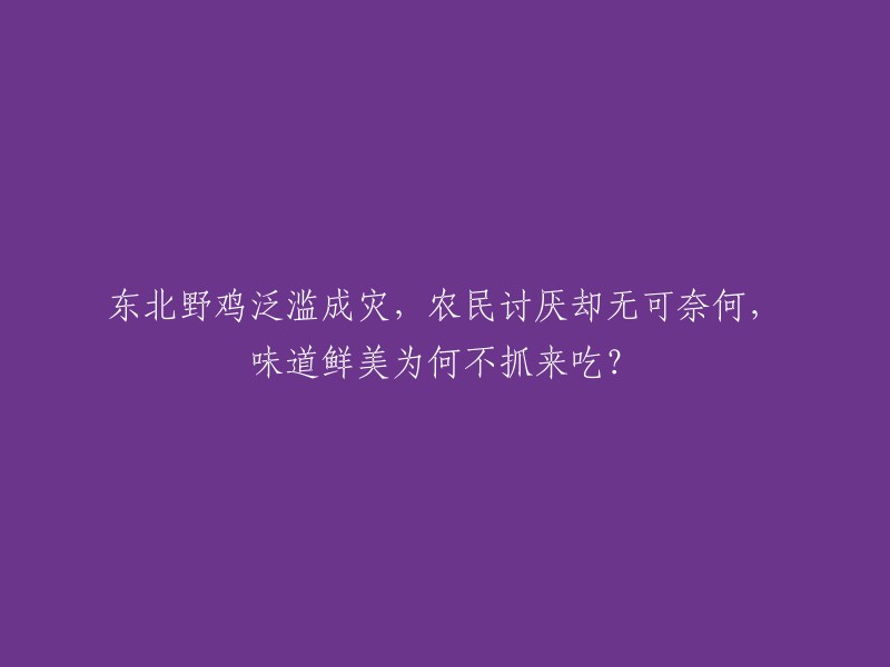 东北野鸡泛滥成灾：农民的无奈与美食诱惑