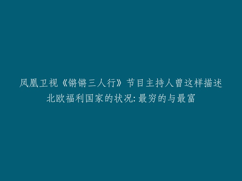 凤凰卫视《锵锵三人行》节目主持人窦文涛曾在节目中描述北欧福利国家的状况：“最穷的和最富的，在交税之前，可以相差17倍，但是纳完税之后，可以小到3倍。就是说我这富人，比你就多3倍的钱。”  