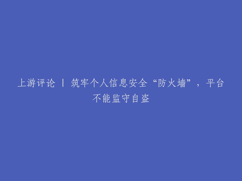 确保个人信息安全：建立坚实的“防火墙”，防止平台滥用数据