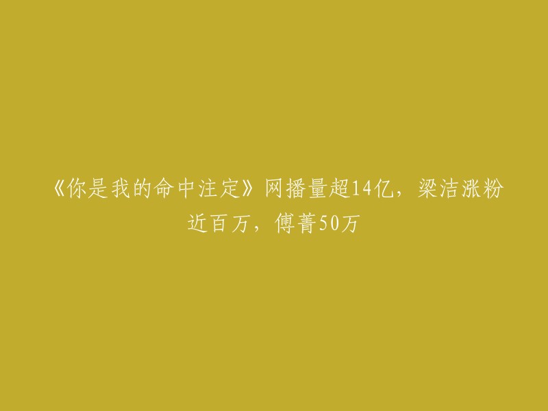 《你是我的命中注定》是一部由企鹅影视出品的浪漫都市爱情剧，邢昭林、梁洁、傅菁领衔主演。该剧在腾讯视频独播，据统计该剧的收视非常理想，截止6月27日《你是我的命中注定》超前点播结局，网播量便已经超过14亿。梁洁涨粉近百万，傅菁50万。