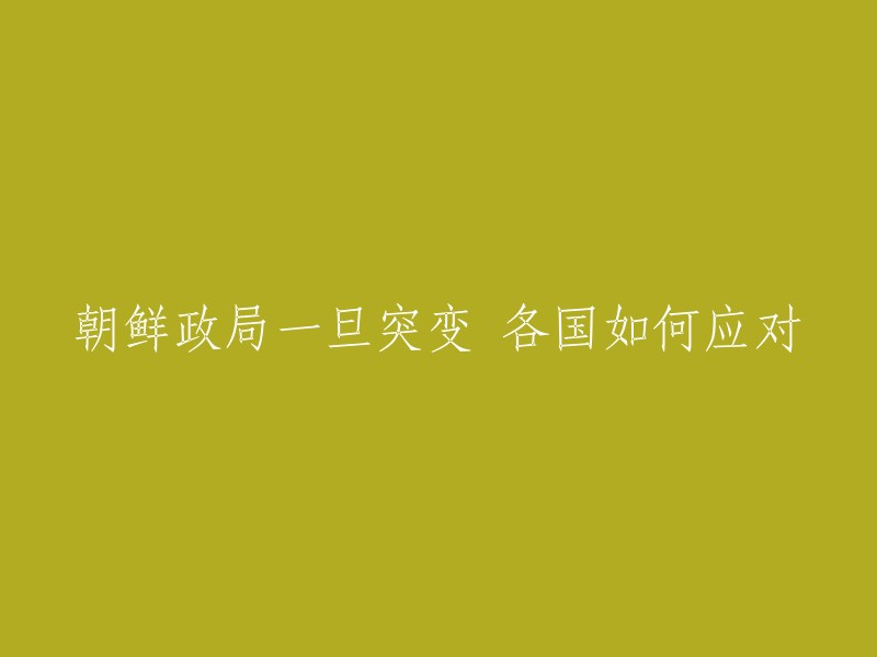 朝鲜政局突变：国际社会如何制定应对策略"