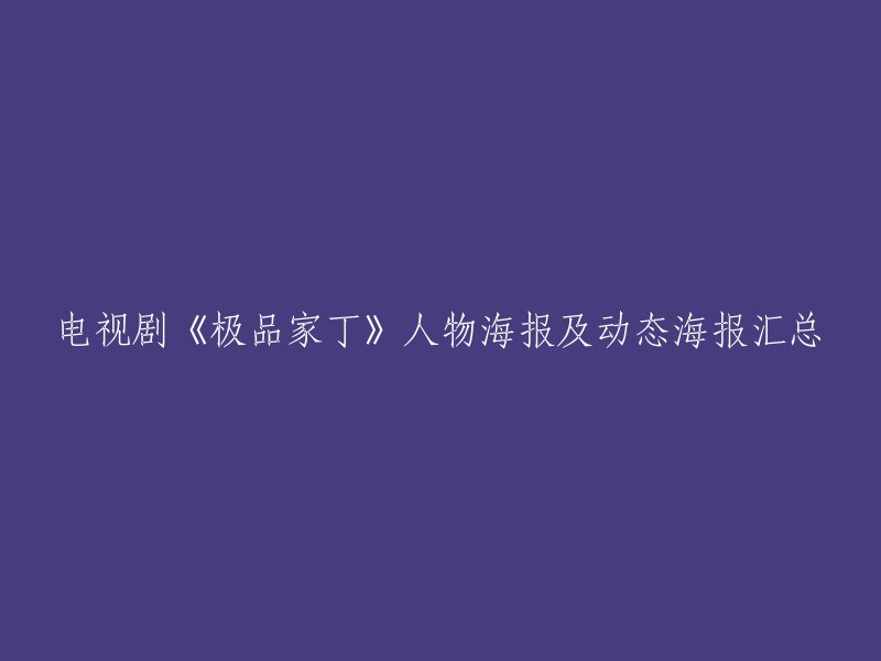 《极品家丁》电视剧人物海报及动态海报集锦