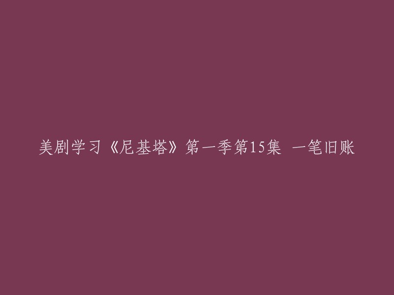 《尼基塔》第一季第15集中的"旧账重提"