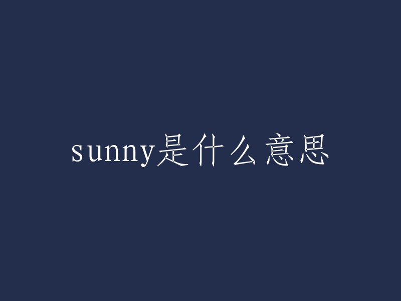 阳光明媚的，晴朗的：探索sunny一词的多重含义和用法"