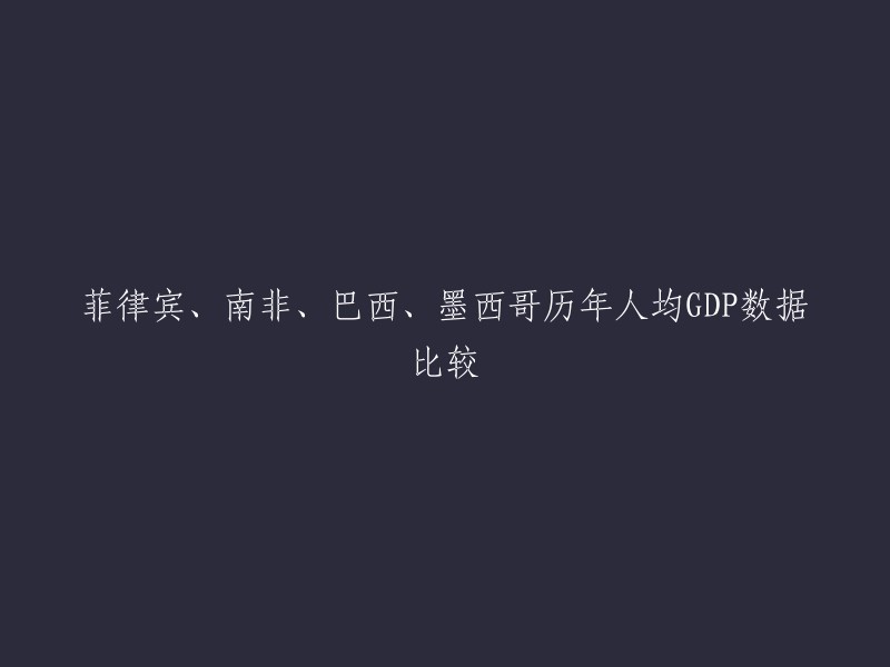 菲律宾、南非、巴西、墨西哥历年人均GDP数据比较的标题可以改为“全球主要国家历年人均GDP数据比较”或“全球主要国家历年人均GDP数据走势图对比”。