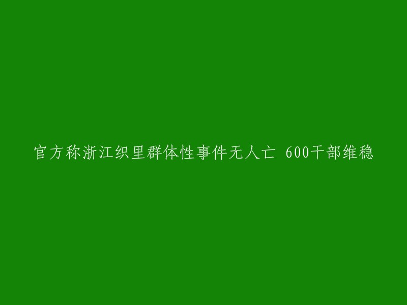 浙江织里群体事件：官方确认无人死亡，600名干部参与维护稳定"