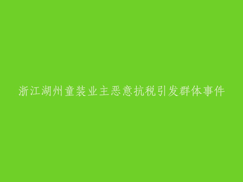 湖州童装行业风波：业主恶意逃税行为引发社会抗议行动"