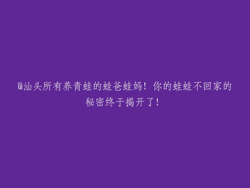 揭示汕头养青蛙家庭的秘密：为何你的蛙蛙不回家？