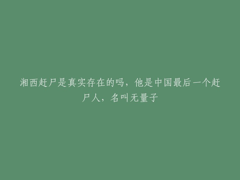 湘西赶尸现象：现实存在还是虚构传说？揭秘中国最后一位赶尸人无量子的故事"