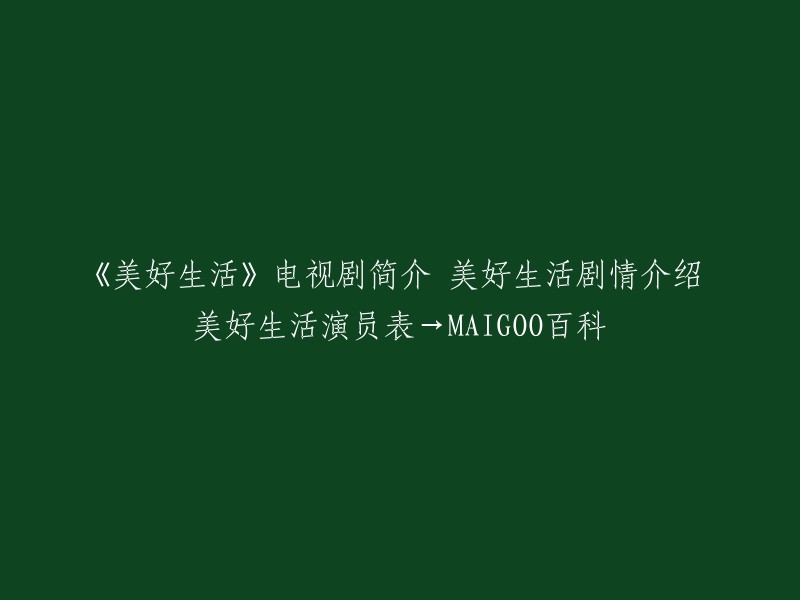 《美好生活》是一部由浙江天意影视有限公司和霍尔果斯贰零壹陆影视传媒有限公司联合出品，刘进执导，徐兵编剧，张嘉益、李小冉、宋丹丹、牛莉、李乃文、辛柏青、姜妍、岳以恩、程煜、陈美琪主演的都市情感剧。该剧讲述了“问题中年”徐天在感情和事业双重受挫之时再添变故，机场突发疾病被送往医院，从而与梁晓慧发生情感纠葛、重启人生的故事。