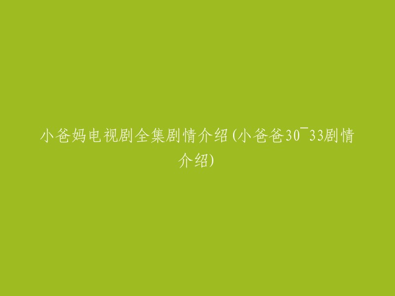 《小爸爸》第三季至第五季剧情概述与分析(30-33集)"