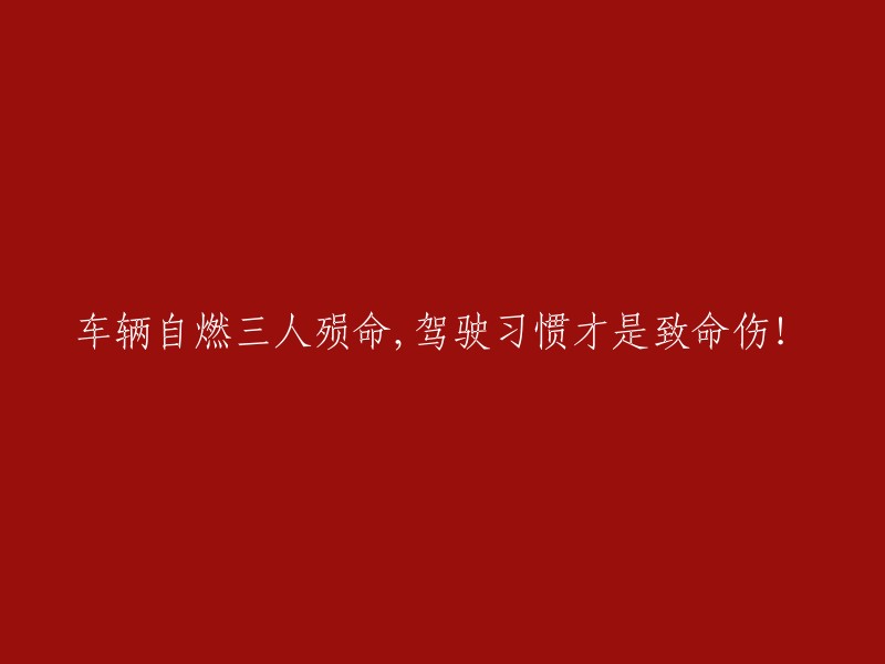 驾驶习惯是导致车辆自燃的关键因素，三人因此丧命！