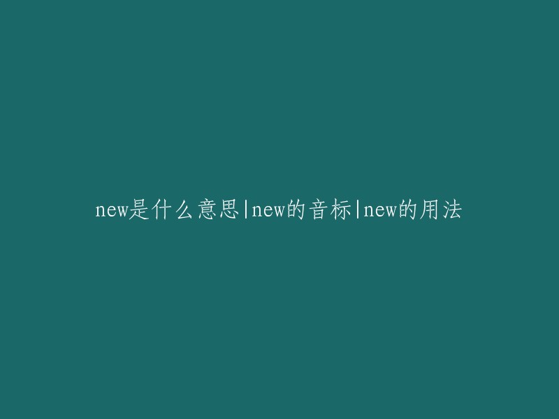 New的含义、音标及用法"