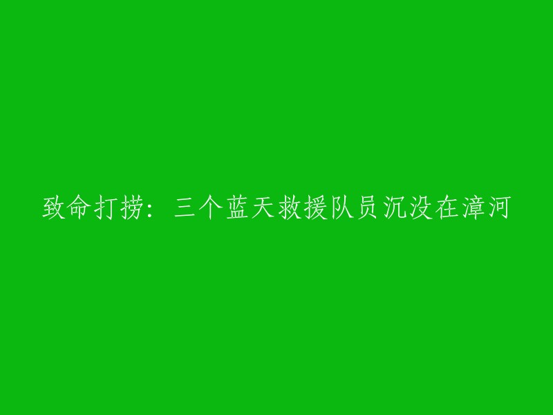 致命救援：三名蓝天救援队员在漳河中遇难