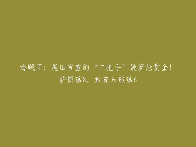 你好，根据我的搜索结果，海贼王尾田官宣了“二把手”的最新悬赏金。萨博第8,索隆只能第6。 