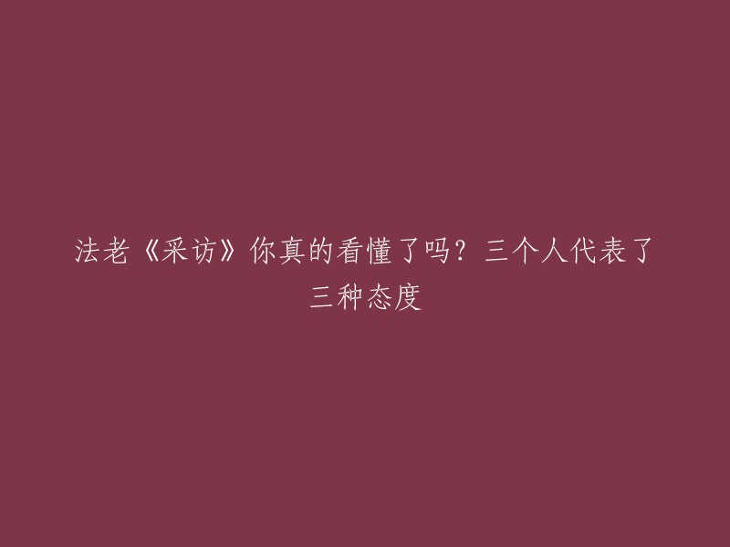 《法老采访：你真的理解了吗？三个人展示了三种不同的观点