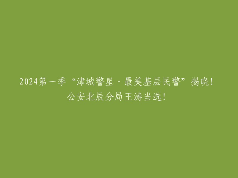 024年第一季度“津城警星·最美基层民警”评选结果揭晓！公安北辰分局王涛荣膺此殊荣！