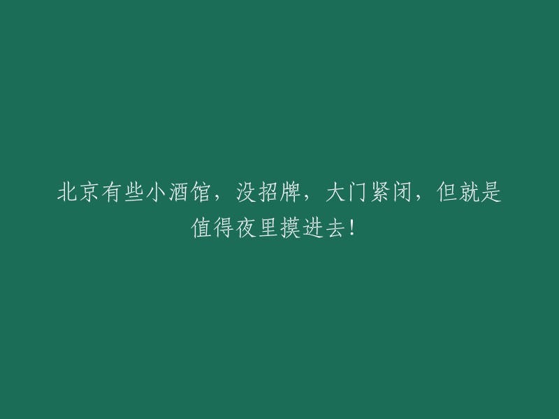 探索北京秘境：隐蔽小酒馆的魅力，夜晚的神秘之旅！