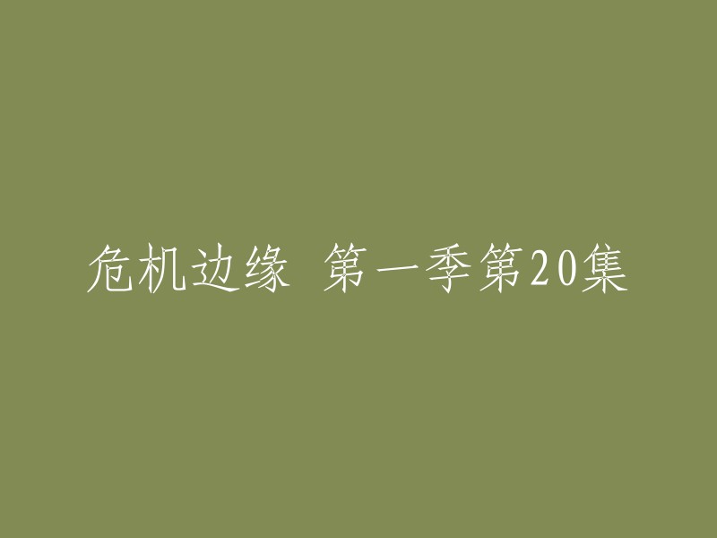 危机边缘》第一季 第20集： 边缘挑战"