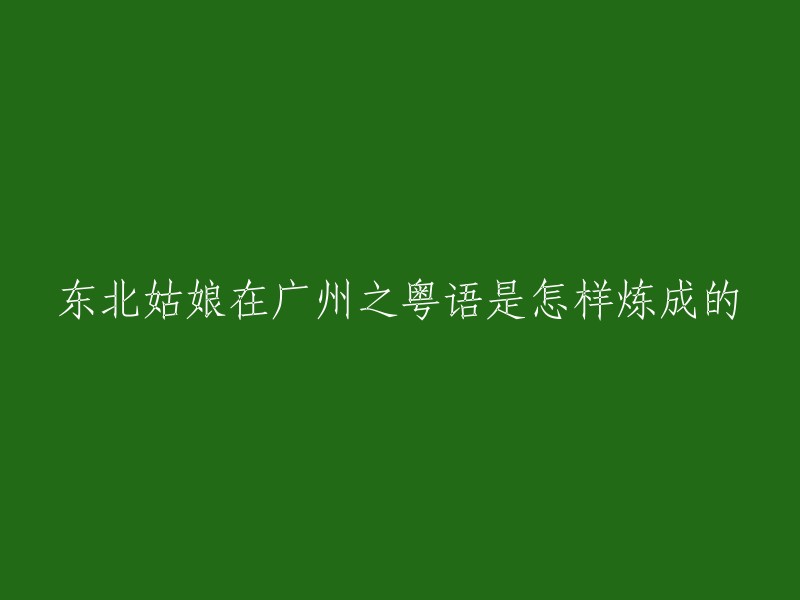 从东北姑娘到粤语达人：广州之行的语言熔炉之旅