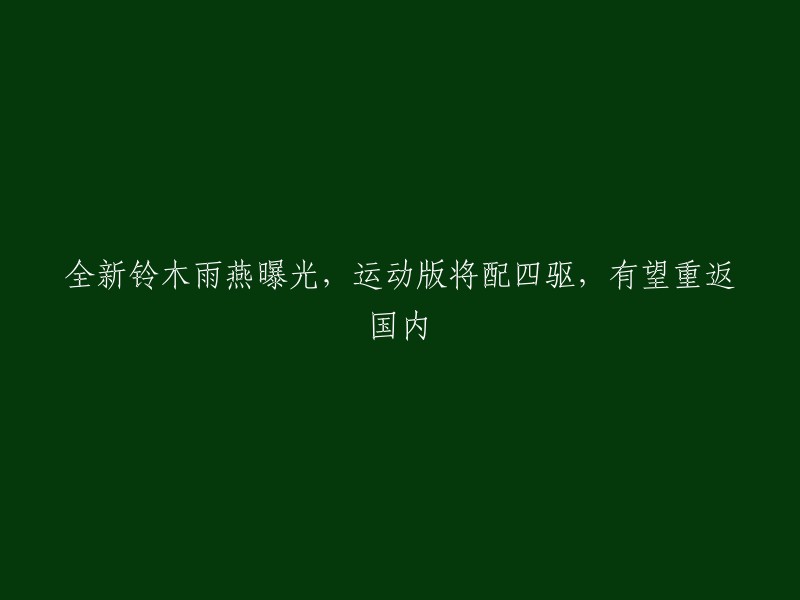 全新铃木雨燕亮相，运动版配置四驱系统，或将重新进入中国市场