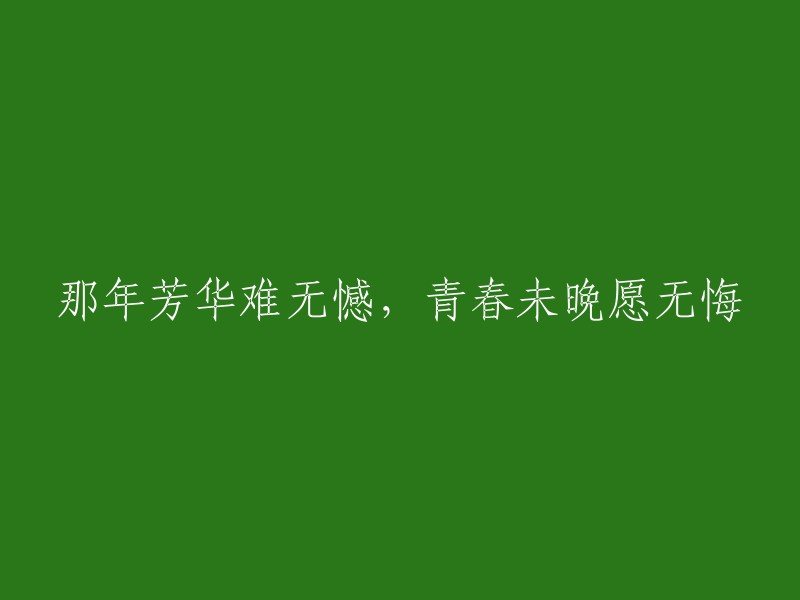 岁月无憾，青春不晚：那年芳华的回忆与期望"