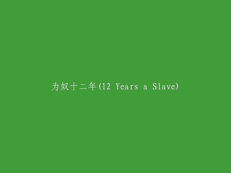 十二年奴隶生涯(12 Years a Slave)"