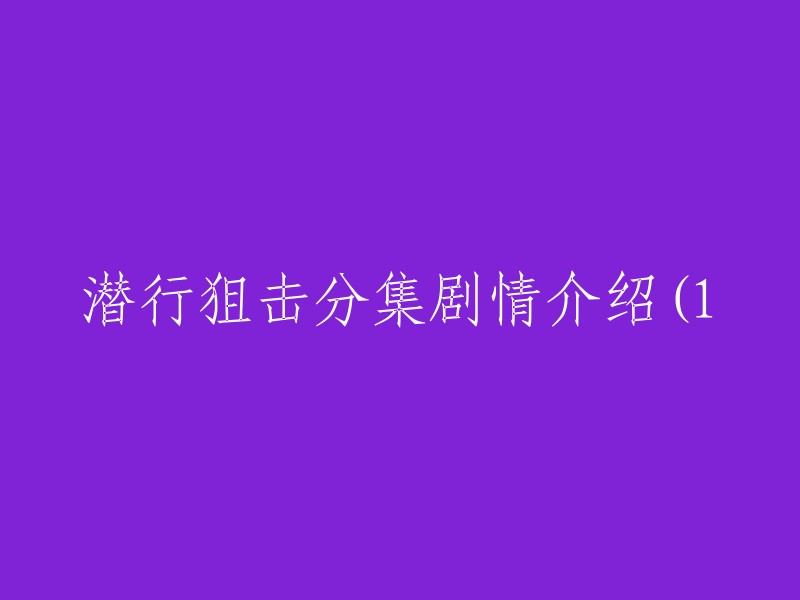 《潜行狙击》分集剧情概览(第一部分)"