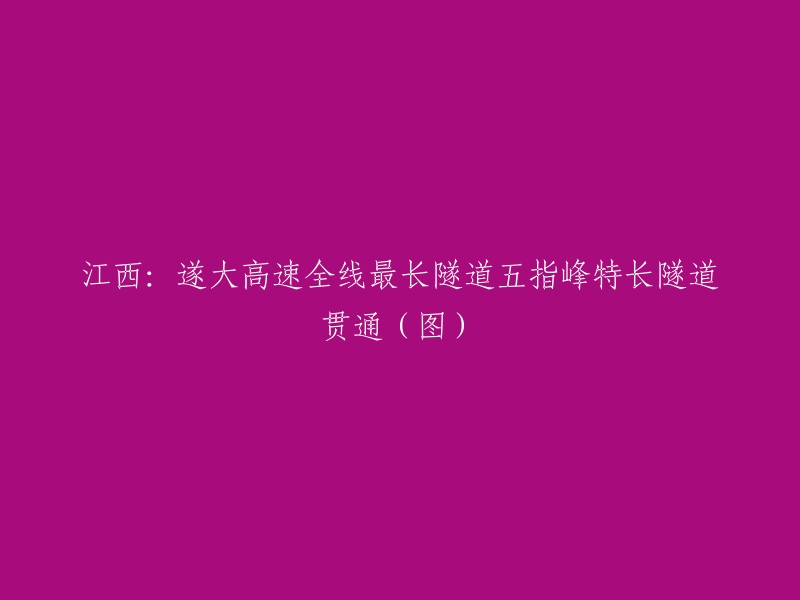 江西遂大高速全线最长隧道五指峰特长隧道已于2022年12月31日贯通。五指峰特长隧道全长4.93公里，最大埋深约556米，为双向四车道分离式特长隧道 。