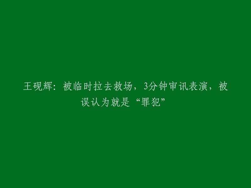 王砚辉：临时被派去救场，3分钟审讯表演被误认为罪犯