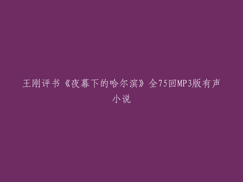 王刚演绎的《哈尔滨之夜》全75回MP3格式有声小说