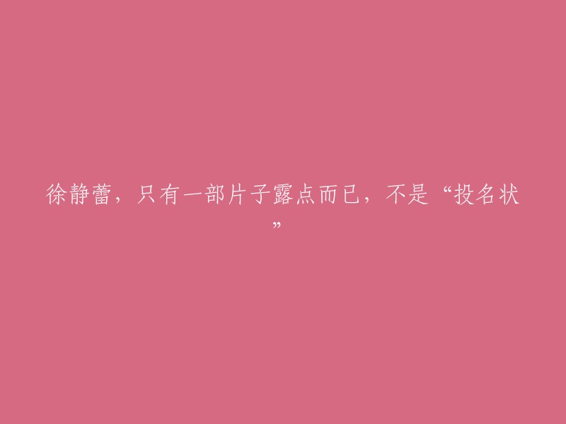 徐静蕾：仅有一部作品涉及裸露镜头，而非《投名状》