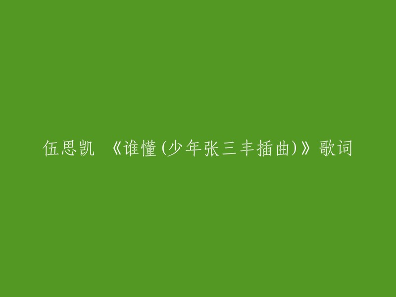 以下是伍思凯《谁懂(少年张三丰插曲)》的歌词重写：

天地是一框时序轮转的风景
你我在其中奈何我先寂寞
牵绊的事太多我却期待自由
自由漂泊可以很久花开只一刻
你我能保留除了心底温柔
除了眼中相思却任由岁月中消瘦消瘦
谁懂风谁懂梦谁懂乡愁谁懂寂寞