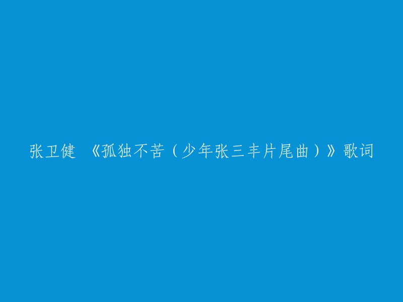 这是一首由张卫健演唱的歌曲，收录于2002年11月发行的专辑《齐天大圣孙悟空》中。以下是歌词：

朝朝暮暮的等待 可以领悟说不出来
生生死死的伤害 可以承受看不见
孤独不苦 一个人也可以过得很精彩
只要心中有梦 就不怕路途遥远