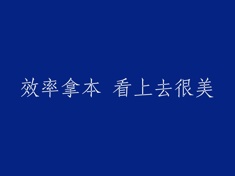 看起来很美的效率提升指南