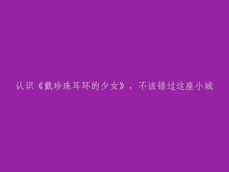 探索《戴珍珠耳环的少女》与小城之美的不容错过之旅