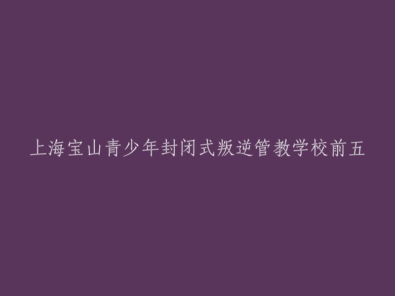 上海宝山地区五家最受欢迎的青少年叛逆管教学校