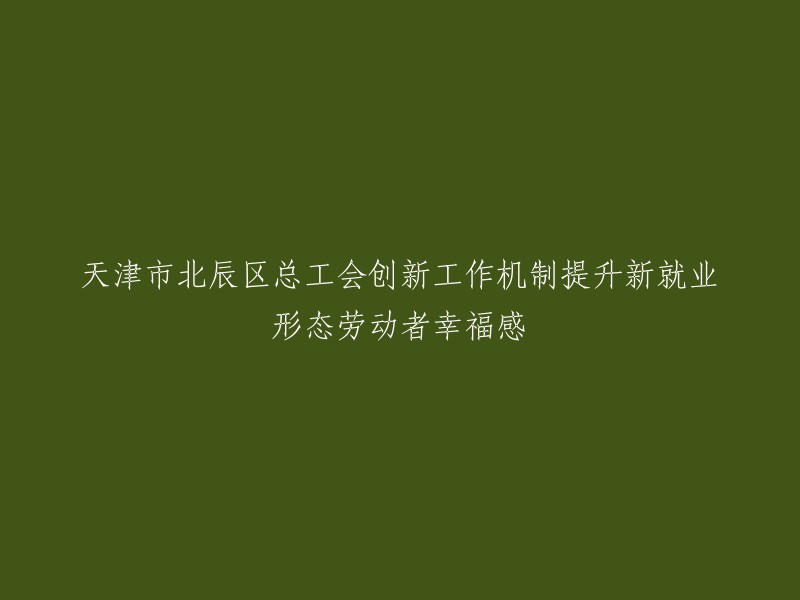 北辰区总工会创新机制，提升新就业形态劳动者幸福感