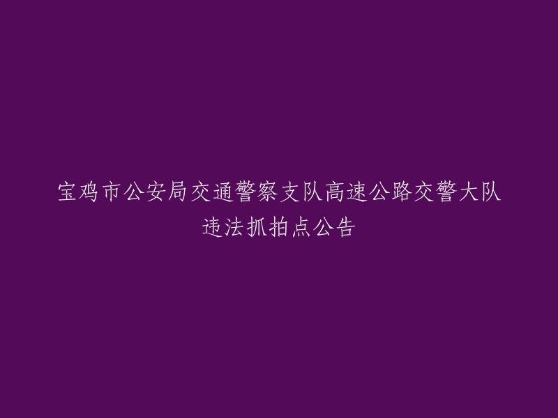 宝鸡市公安局交通警察支队高速公路交警大队违法抓拍点公告，重写为：宝鸡市公安局交通警察支队高速公路交警大队新增13处违法抓拍点。