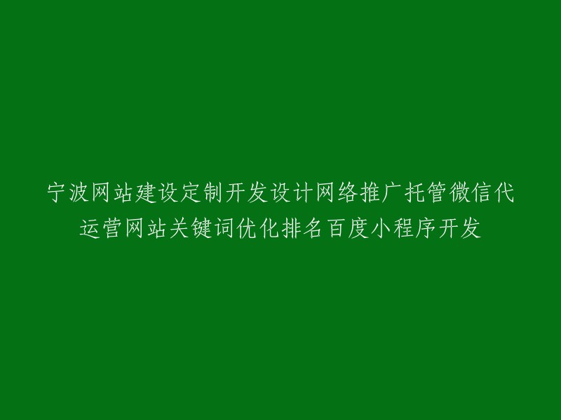 这是一个很长的标题，我可以帮你简化它。你想要一个简洁的标题吗？如果是，那么这个标题可以被重写为：

宁波网站建设、定制开发、设计网络推广、托管微信代运营、网站关键词优化排名、百度小程序开发。