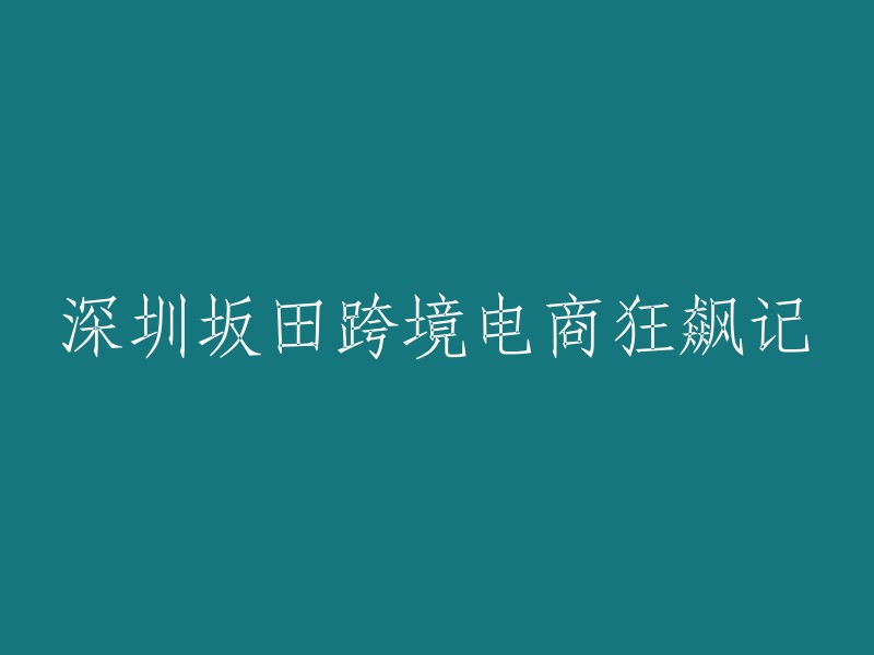 深圳坂田区跨境电商繁荣发展之路