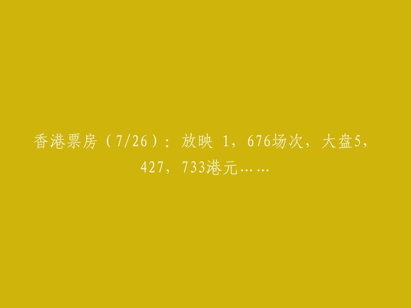 香港电影市场(7月26日)表现亮眼：共放映1,676场次，总票房达到5,427,733港元